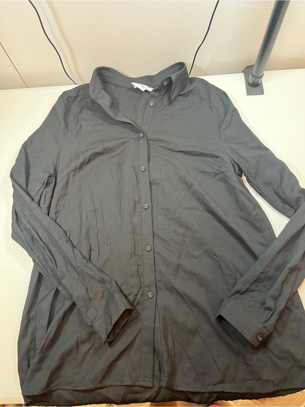 Princess Polly Black Button Up Long Sleeve Shirt Blouse Size 4